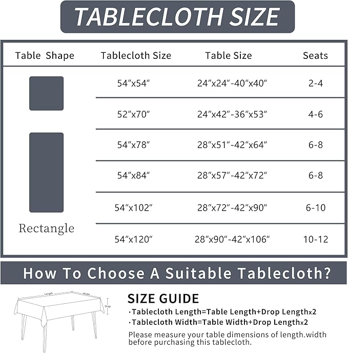 Rectangle Table Cloth,100% Waterproof Tablecloth Oil Proof Spill Proof Vinyl Table Cloth, Wipe Clean Plastic Table Cover for Dining, Camping, Indoor and Outdoor 54" x 84",Blue Checkered