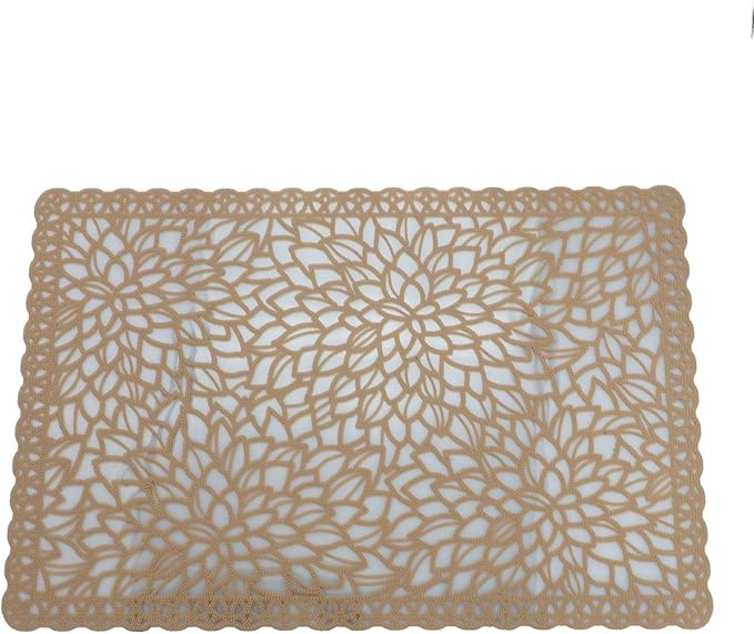Gugrida Plastic Light Brown Placemats for Dining Table Tablemats Vinyl PVC Table Mats for Kitchen 6pcs
