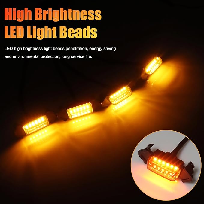 4PCS LED Amber Grill Lights，Grille Lights with Fuse Adaptor ，Waterproof Front Grill Trim Lamps，Vehicle Exterior Grille Lamps Replacement for 2016-2019 Tacoma TRD PRO Front Grille (Black)