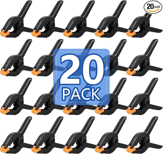 20 Pack 6 inch Plastic Spring Clamps, Black Heavy Duty Clips, Backdrop Clips, Plastic Clamps for Crafts, Backdrop Stand, Woodworking, Photography