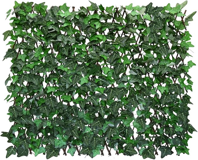 Expandable Fence Privacy Screen for Balcony Patio Outdoor,Decorative Faux Ivy Fencing Panel,Artificial Hedges (Single Sided Leaves) (1, Green-Ivy)