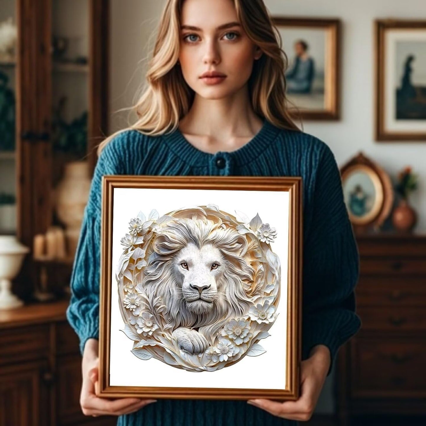 Wooden Puzzles Adults, 3D Paper Lion Wooden Puzzles 295 Pieces, Unique Animal Shaped Wood Challenging Jigsaw Puzzles Gifts for Adults, 13.4x13.2in