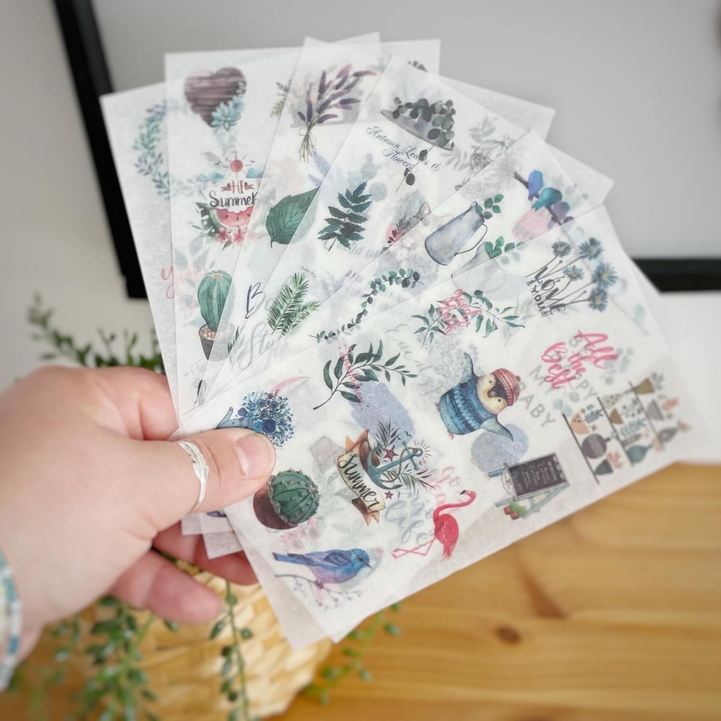 Printable Washi Sticker Paper for Inkjet & Laser Printers, 8.5x11 Inch Full Sheet, 100 Sheets, Semi Transparent, Printable Washi Sticker for Scrapbooking, Bullet Diaries, Junk Journaling, Washi Tapes