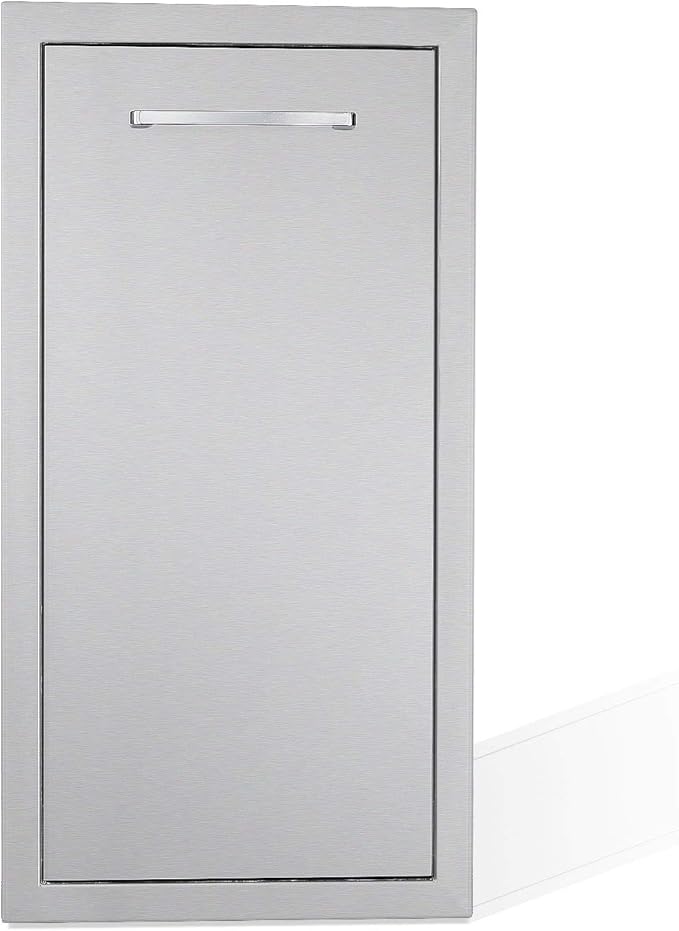 TIANAI 14" Single Pull-Out Trash Drawer Stainless Steel Outdoor Kitchen Trash Drawer Storage for One 10 Gallon Commercial Wastebasket