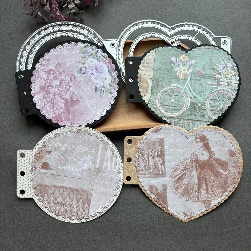 Heart Loose-Leaf Lace Die Cuts for Card Making, Background Frame Cutting Dies DIY Album Scrapbooking Decor Paper Craft Metal Die Cuts Party Wedding Decorations