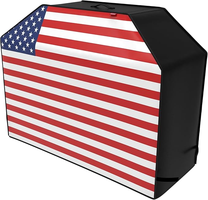 58" Heavy Duty Waterproof Gas Grill Cover fits Weber Char-Broil Coleman Gas Grill-Black,American Flag.