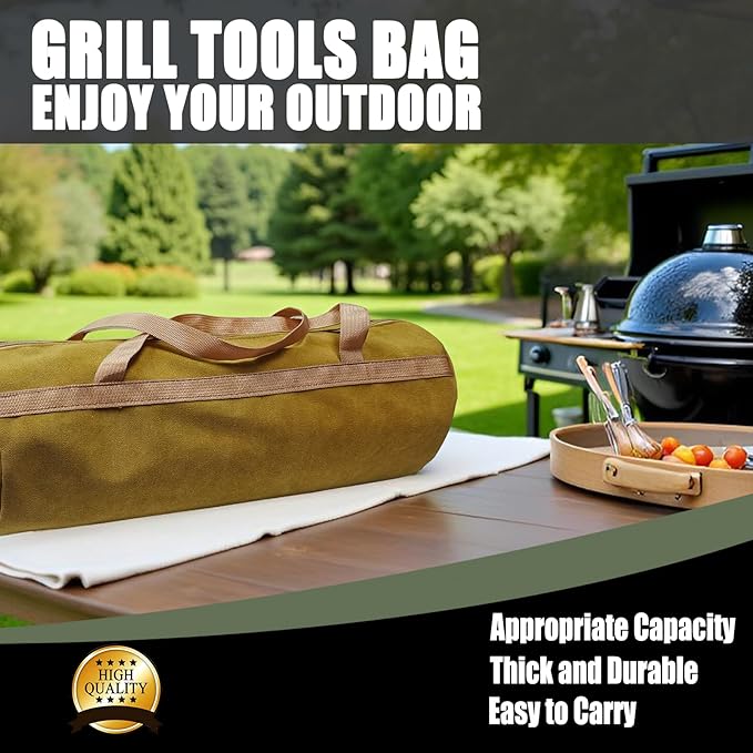 Grill tools storage bag, Suitable for grilling utensils storage,18”BBQ accessories storage bag, Tools storage for outdoor Grilling,BBQ gifts for men.