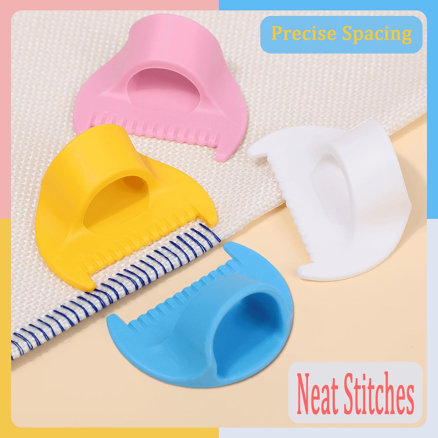 2 PCS 3mm Edge Lock Seam Guide, Mini Sewing Finger Ruler for Hand Sewing, DIY Sewing Kit Tool, Sewing Needle Gauge Measuring Guide, White