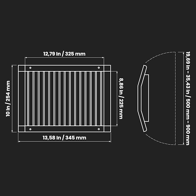 Repa Market 13" x 9" Inch Air Exhaust Grille for Round Ducts - Adjustable Louvre Blade - Galvanized Air Supply Vent Cover - Side Fit Round Surface Canal Ducting from 19.68" to 35.43" Inches