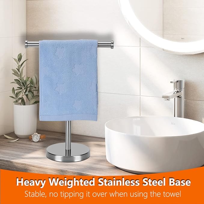 Towel Rack Hand Towel Stand, Bathroom Hand Towel Holder Stand with Heavy Base, SUS304 Stainless Steel Brushed Nickel