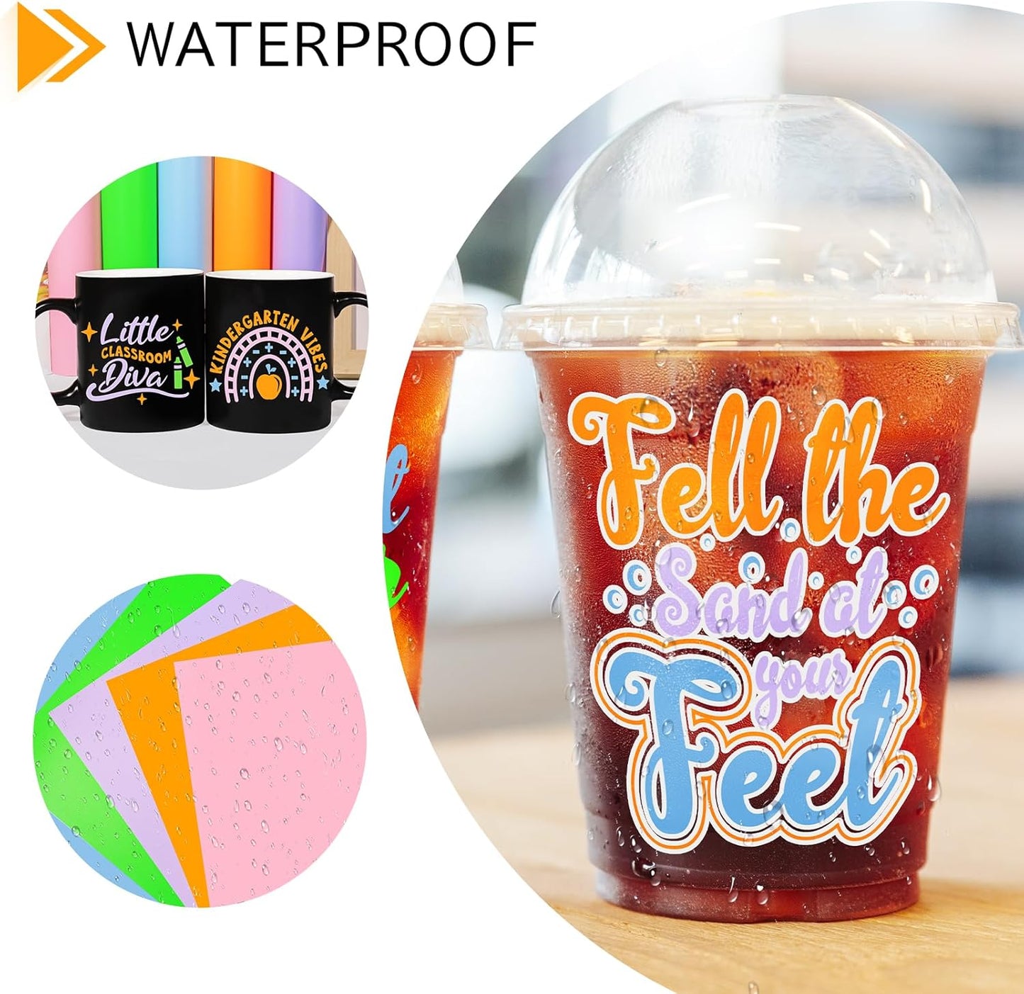 GIRAFVINYL Neon Permanent Vinyl 5 Sheets - 12”x12” Easy to Weed Bright Color Neon Permanent Adhesive Vinyl for Mugs, Sign, Banner,