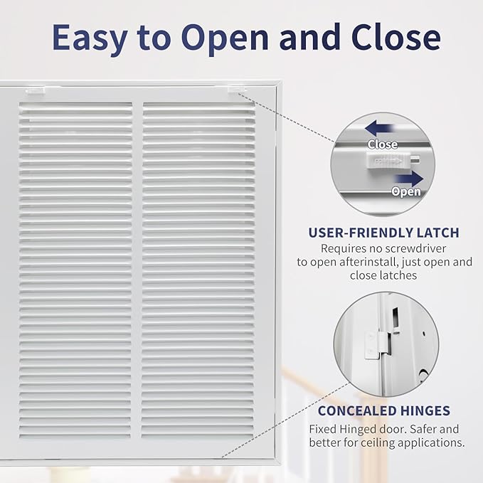 14"W x 20"H [Duct Opening Size] Steel Return Air Filter Grille - Removable Face/Door for 1 inch Filters -HVAC Vent Cover Grill - White [Outer Dimensions: 16 5/8"W X 22 5/8"H]