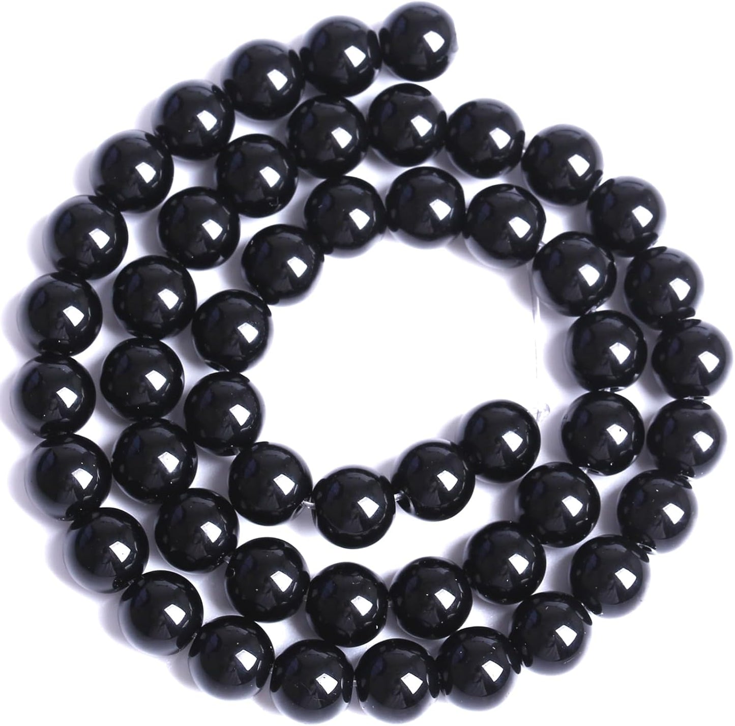 4MM Natural Black Agate Gemstone Beads Round Loose Stone Beads for Jewelry and Bracelets Making 180pcs 2 Strands 32"