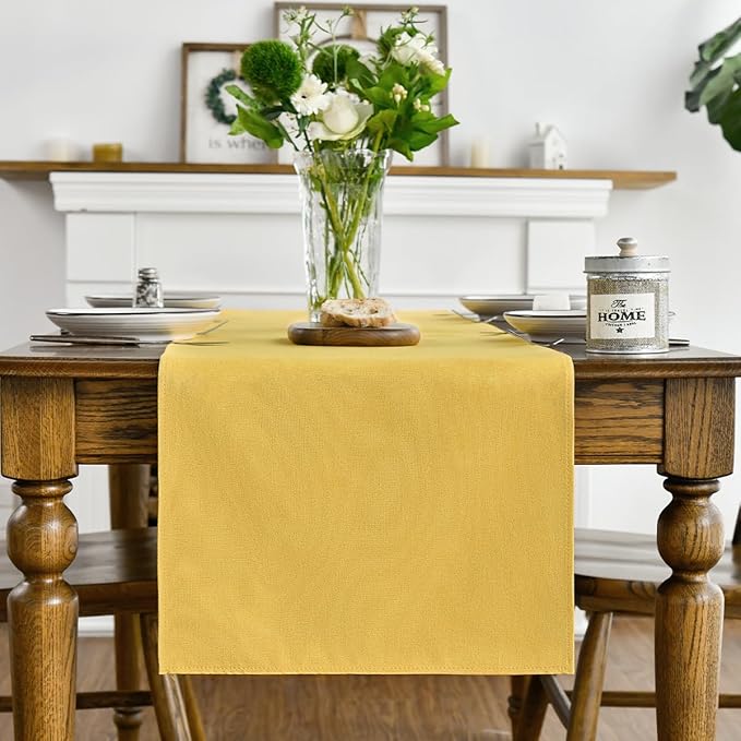 Artoid Mode Yellow Table Runner, Seasonal Summer Fall Washable Kitchen Dining Table Decoration for Home Party Decor 13x72 Inch