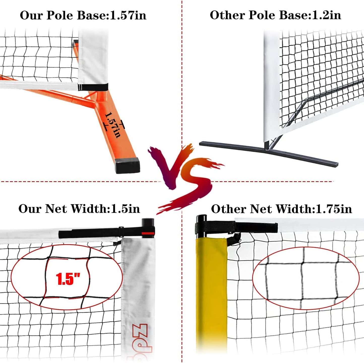 Zdgao Pickleball Set with Net for Driveway, 22 FT Regulation Size Pickle Ball Net Set with Pickleballs, Court Markers and Carry Bag, Steady Metal Frame for Outdoor, Indoor Court