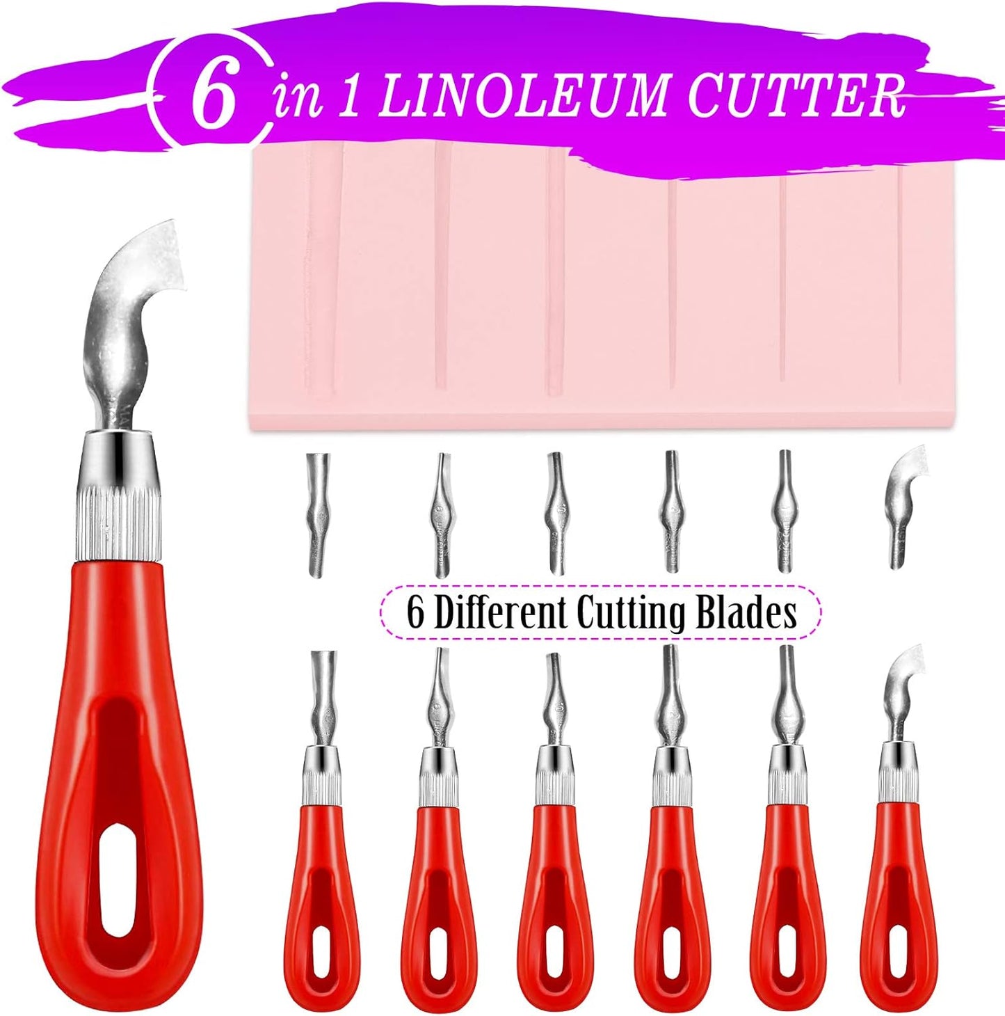 WAYCOM Rubber Stamp Making Kit - Linoleum Cutter Set, Hobby Knife, Pencil for DIY Stamp Carving Craft