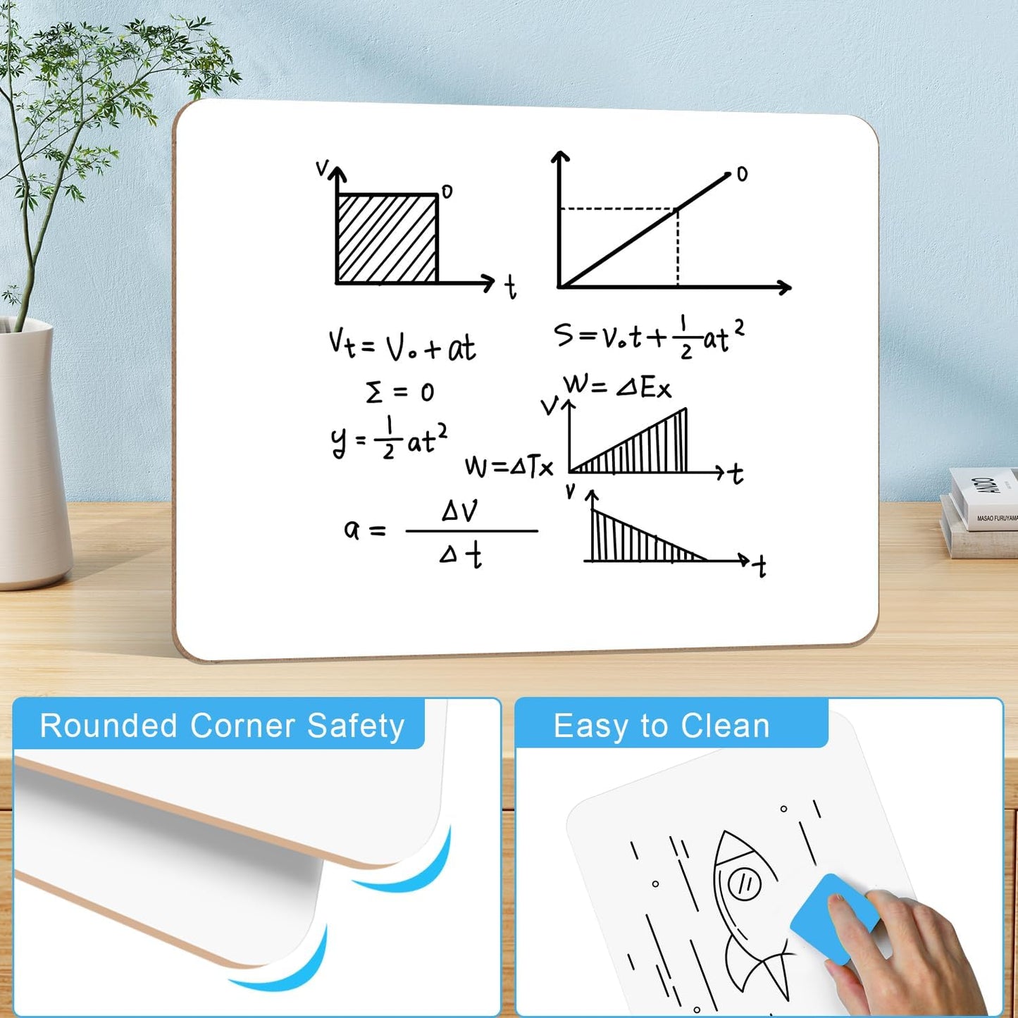Dry Erase LapBoards, PANDRI 16 Pack Double Sided 12.5 x 9 Inch Whiteboards with 16 Erasers, Dry Erase Boards for Office Students Classroom Teacher Supplies
