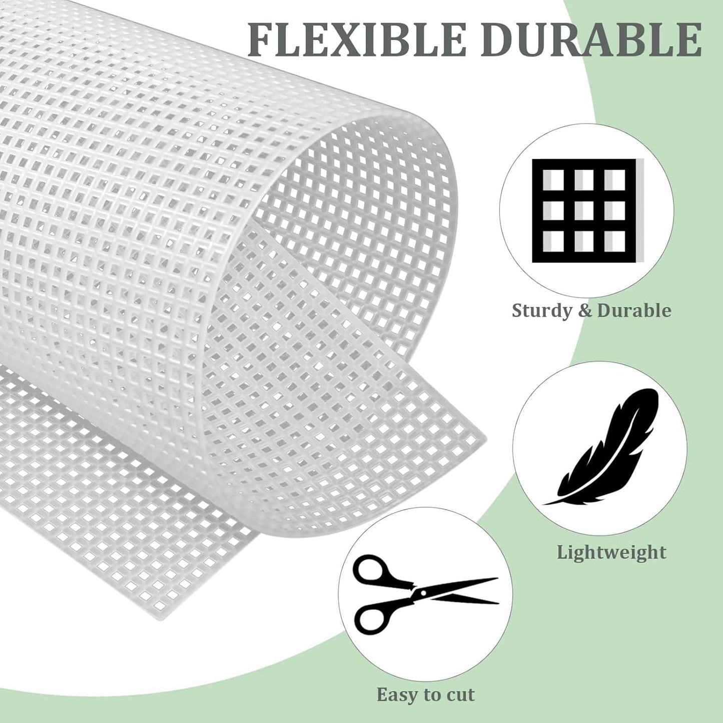 APOCHON 50 Pieces 7 Count Plastic Mesh Canvas Sheets, 10.2 x 13.1 Inch, White, Plastic