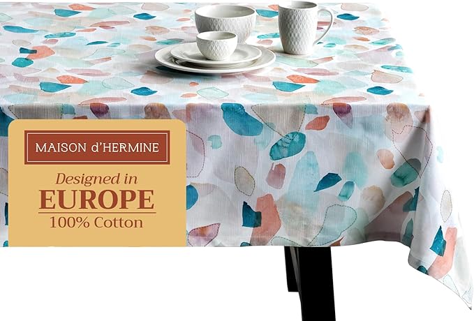 Maison d' Hermine Table Cloth Rectangle Table 100% Cotton 70 x 90 Inches Tablecloth Reusable Decorative for Dining Room, Farmhouse, Home, Party, Festive & Wedding Spring Summer - Summer Picnic
