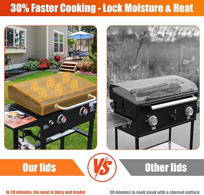 Upgraded Griddle Lid for Blackstone 28'', Hinged Lid for Blackstone 1517 1853 1605 1803 1839 1856 1924 1983 2094 2145 5003, Heat Resistant Griddle Hard Cover for Black Stone, Handle for Easy Lifting