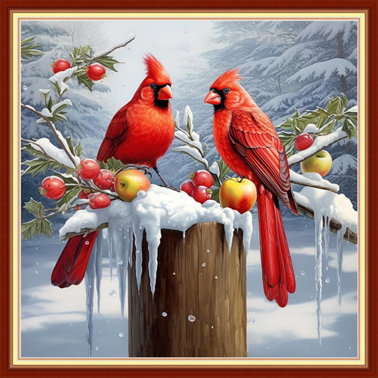 Foxdiviy Stamped Cross Stitch Kits for Beginners Full Range of Cross Stitching 11 CT Printed Cross Stitch Kits for Kids Adults Cross Stitch Patterns Needlepoint Kits-Colorful Parrot 18x18 inch