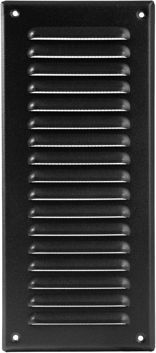 Vent Systems - 3 x 10 Inch (Inner) Black Metal Rectangular Soffit Air Vent Grille Cover, Register Vent Deflector Louver Built-in Mesh HVAC for Bathroom Home Office Kitchen 5" x 12" (Outer)