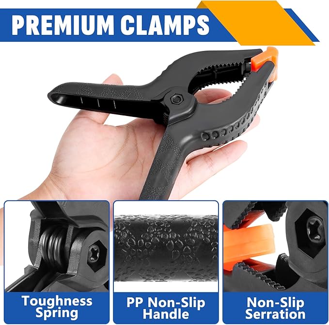 10 Pack 6 inch Plastic Spring Clamps, Black Heavy Duty Clips, Backdrop Clips, Plastic Clamps for Crafts, Backdrop Stand, Woodworking, Photography