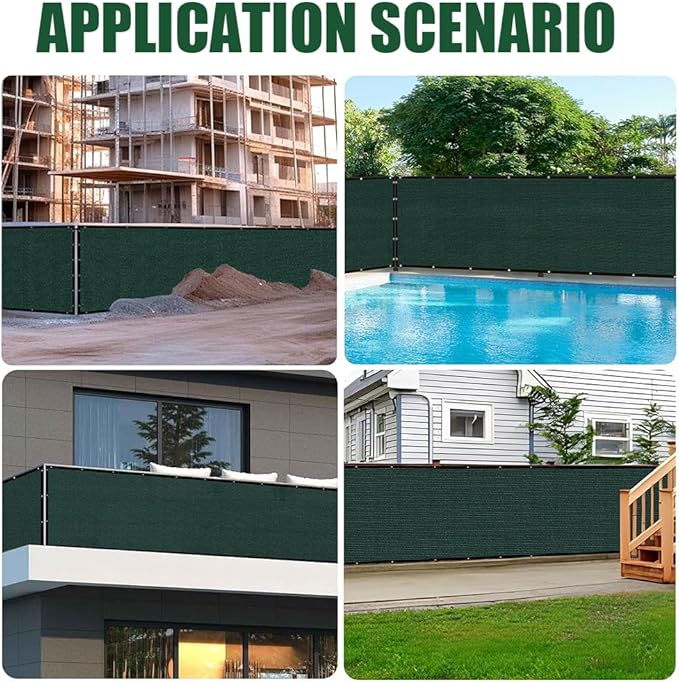 LITA 6' x 162' Garden Privacy Fence Screen Cover (HDPE) UV Protection Weather-Resistant Heavy Duty Shade Cover for Deck, Patio, Backyard, Outdoor Pool, Porch, Railing, Dark Green, Customizable