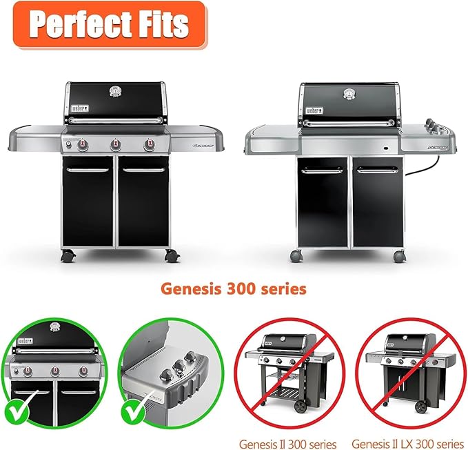 QuliMetal 19.5" 9.5MM Grill Grates for Weber Genesis 300 Series (2007-2016), Genesis E310 E320 E330 S310 S320 S330 Grills, 304 Stainless Steel Replacement Parts for Weber 7528 7524