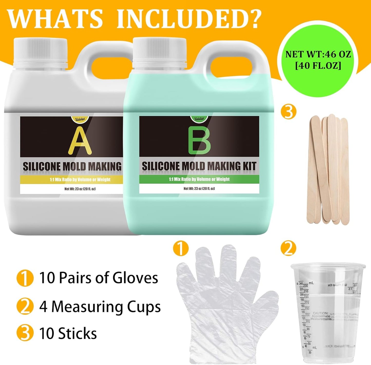 Silicone Molds Making Kit 46oz, Super Elastic 15A Silicone Rubber for DIY Mold Making, Silicone 1:1 Mixing Fast Curing Silicone Mold Kit for Casting Resin Molds, Candle Molds, Soap Mold, Craft (Green)