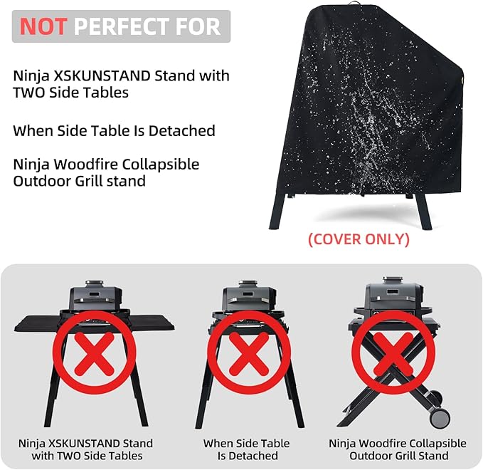 Waterproof Cover for Ninja XSKUNSTAND Outdoor Stand with One Side Table, Outdoor Grill Accessories for Ninja Woodfire Grill (Oven) OG700/800/900/OO100 Series, for Artisan Pizza Oven MO201 (Cover Only)