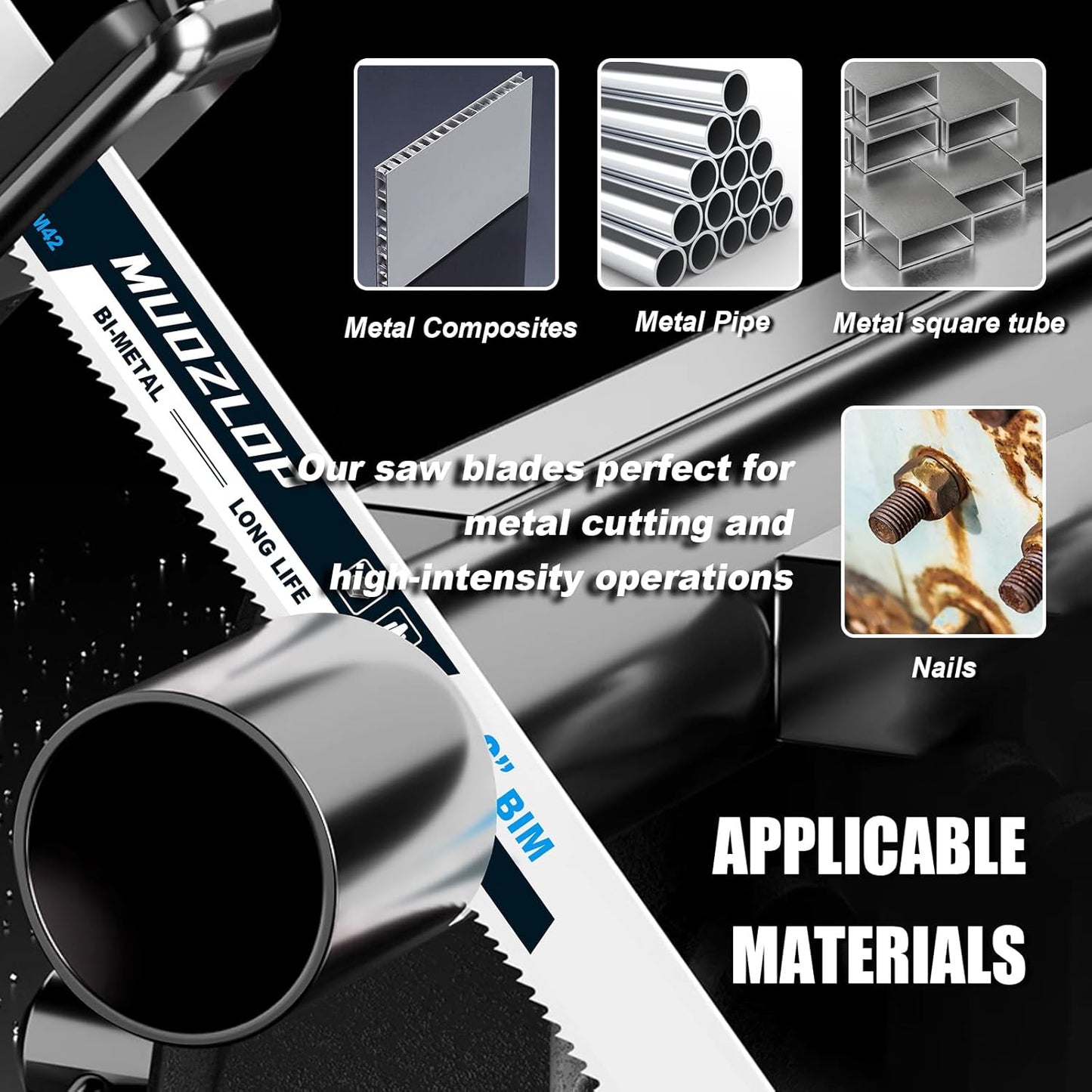 10 Pack 9 inch Reciprocating Saw Blades Set,14/18TPI High Carbon Saw Blades, Metal Saw Blades with Organizer Case (10, 14/18TPI/225mm)