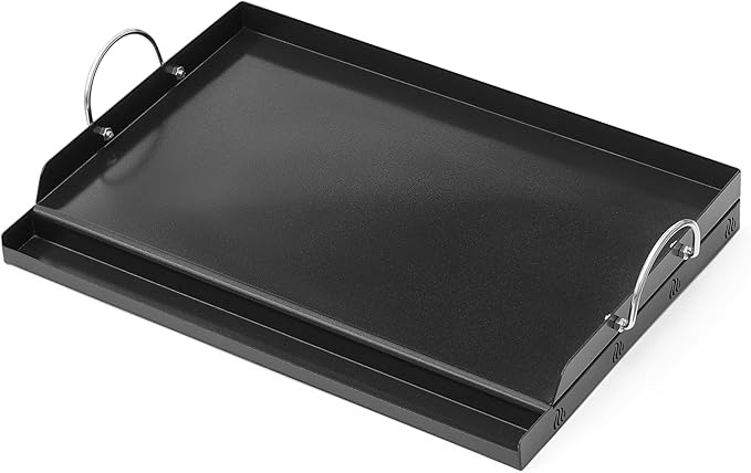 Onlyfire Universal BBQ Griddle with Handles for Charcoal/Gas Grills, Ceramic Coated Non-stick Flat Top Griddle for Outdoor Cooking, 23" x 16"
