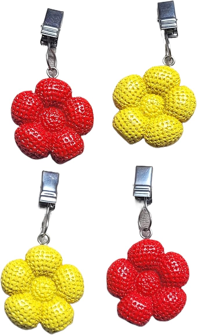 TwoFish Home Set of 4 Flower Resin Tablecloth Weights Clips Handicraft Flower Tablecloth Clamps Pack of 4