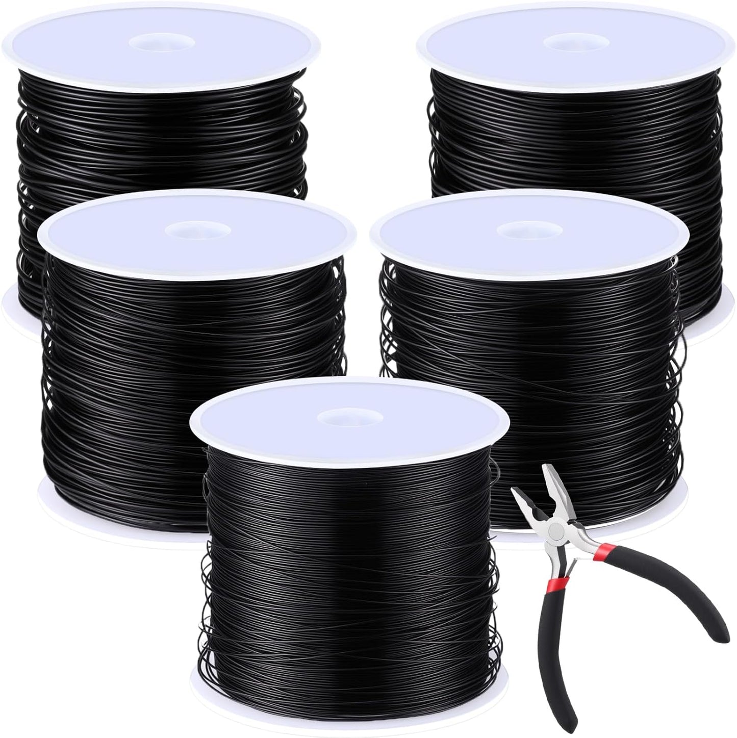 Funrous 5 Rolls 5 Size Jewelry Wire 18, 20, 22, 24, 26 Gauge Copper Wire Kit Jewelry Beading Bendable Craft Metal for Making Crafts, Sculpting with a Pliers (Black)