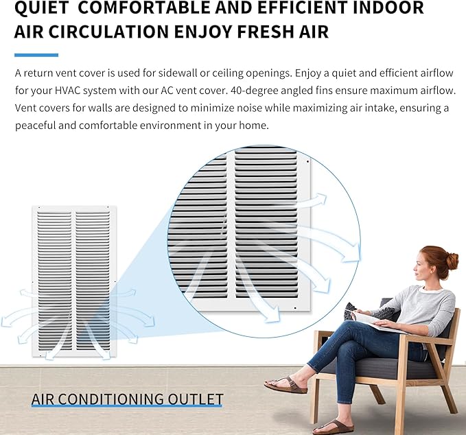 14x24 Return Air Grille(Duct Opening Size),Air Return Vent Cover,Flat Vent Cover,Rejillas De Aire Acondicionado Para Casa,Return Air Grilles,Outer Dimensions:15.75"Wx25.75"H(14"W x 24"H, Duct Opening)