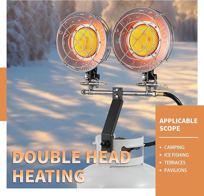 Propane Tank Heater Attachment, Propane Tank Top Heater, 30,000 BTU Portable Outdoor for Patio, Camping & Garage – with 3 Heat Levels & 90° Adjustable Head