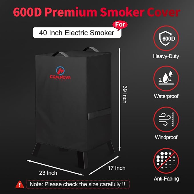 Comnova 40 Inch Electric Smoker Cover for Masterbuilt - 600D Smoker Covers for Masterbuilt Smokers Heavy Duty Waterproof, Vertical Smoker Cover for Masterbuilt, Char-Broil, Cuisinart 40 Inch Smoker