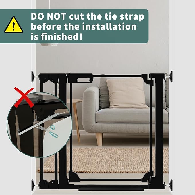 Clear Baby Gate for Stairs,48.42-57.08" Wide, Auto Close Acrylic Pet Gate, Pressure Mounted Clear Dog gate for Doorways, Safety Baby Gate, Indoor, Hallway, Kitchen,Black