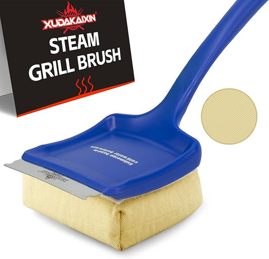 19" Large Bristle-Free Steam Grill Brush,Replaceable BBQ Cleaning Head,Safe Grill Accessories for Cast Iron/Porcelain/Weber Gas/Charcoal Grill,Grill Cleaner for Outdoor Grill