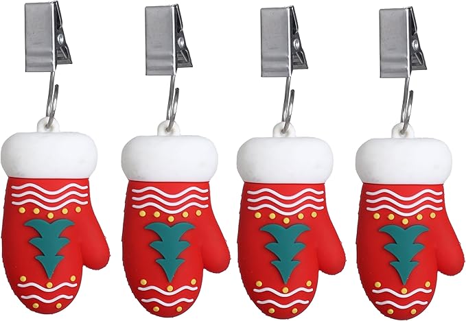 TwoFish Home Set of 4 Xmas Glove Tablecloth Weight Clamps Xmas Glove Decoration Tablecloth Weight Clamps Pack of 4