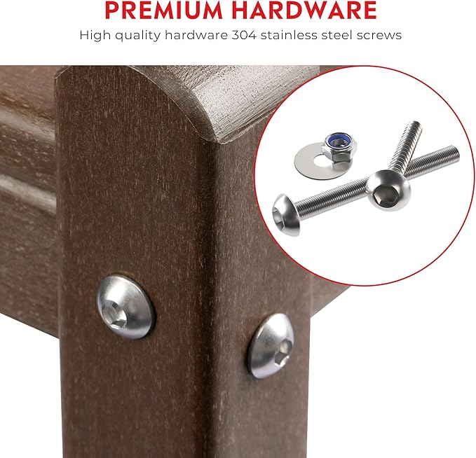 Costaelm Outdoor Side Table, 2-Tier Small Patio Coffee Tables for Outside, Outdoor End Tables for Patio, Adirondack Side Table for Outside, Outside Table for Pool, Porch, Garden, Dark Brown