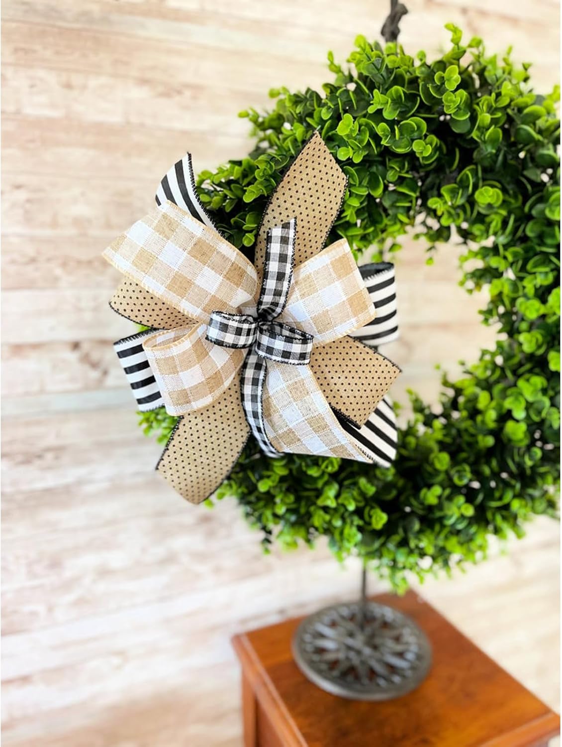 Burlap Ribbon Wired, Farmhouse Buffalo Plaid Ribbon Rustic Fabrics for Gifts Wrapping DIY Crafts Floral Bows Wreath Making Party Supplies Holiday Home Decoration, 2.5 Inch x 10 Yards