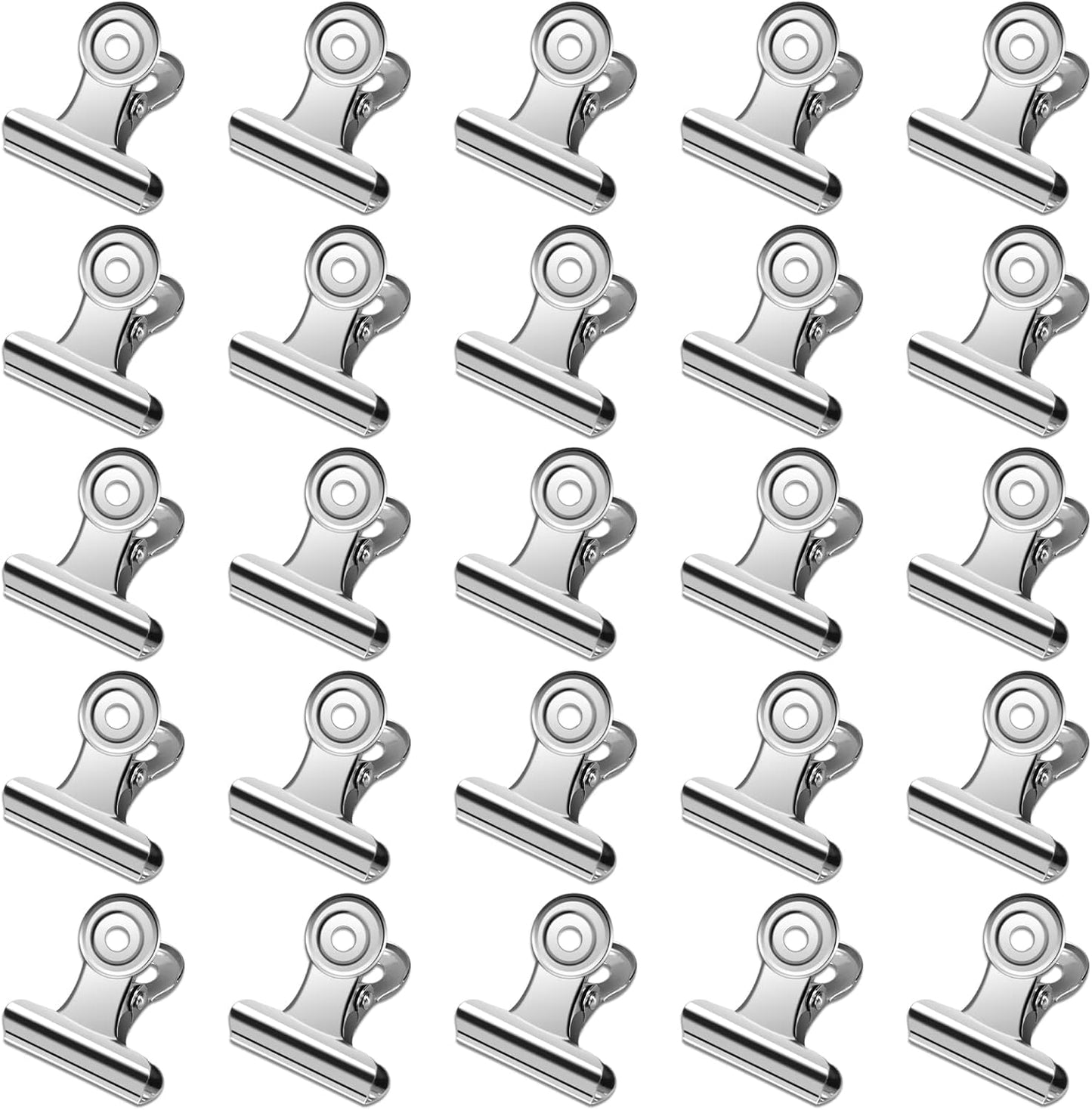 30 Pack Small Bull Clips 0.87 Inch Mini Metal Hinge Clips Binder Paper Hinge Clip for Office, Home, School, Shops, Silver, 22mm