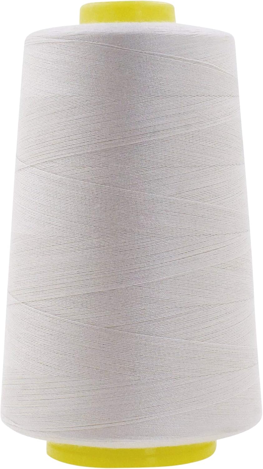 Mandala Crafts 4 Pack of Serger Threads Cones Spools - 40S/2 24000 Yards Polyester Off White Threads for Sergers Machine and Overlock Quilting Sewing Machine