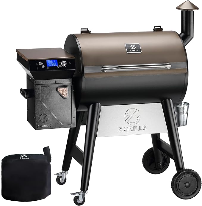 Z GRILLS Wood Pellet Grill Smoker with PID 3.0 Controller, 697 Cooking Area, Meat Probes, Rain Cover for Outdoor BBQ, 7002C