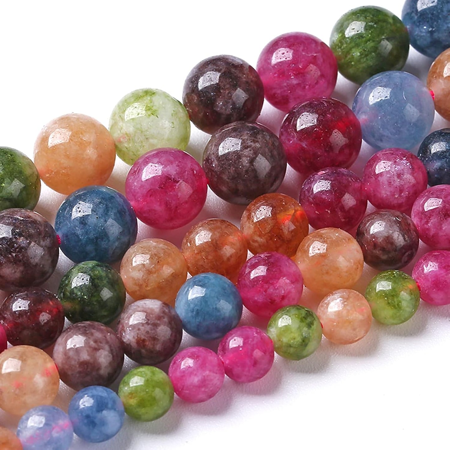 6MM Colorful Tourmaline Stone Beads Natural Gemstone Round Loose Beads for Jewelry Making Bracelet Necklace 120pcs 2 Strands 32"