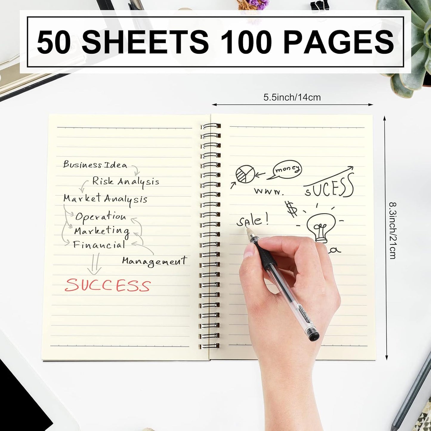 Yahenda 72 Pcs Spiral Notebook Bulk A5 Journal Lined 8.3'' x 5.5'' Writing Composition Paper Small Notepad Subject Notebook for Students Office Business Back to School Supplies (Black)