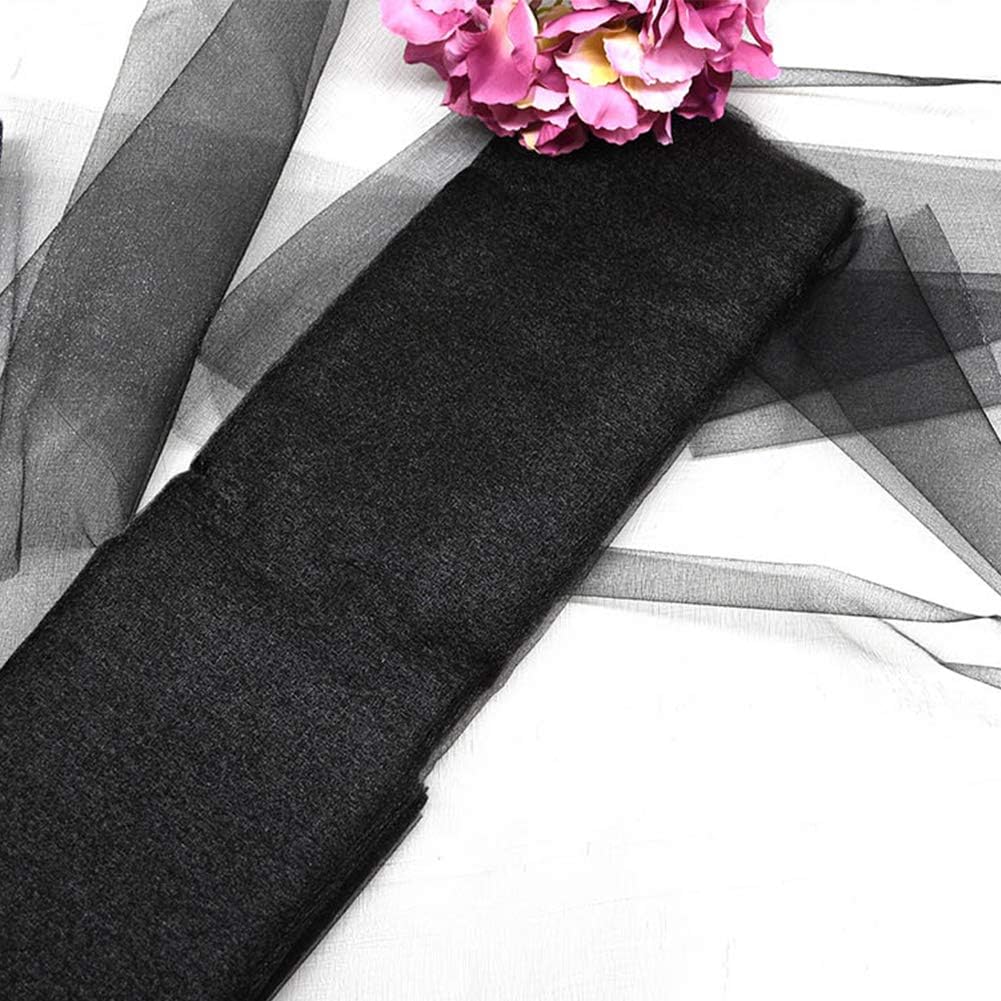 Crystal Organza Tulle Sheer Fabric Backdrop Curtains for Wedding Baby Shower Birthday Party Event Decor, 19” by 30 Yard (Black)