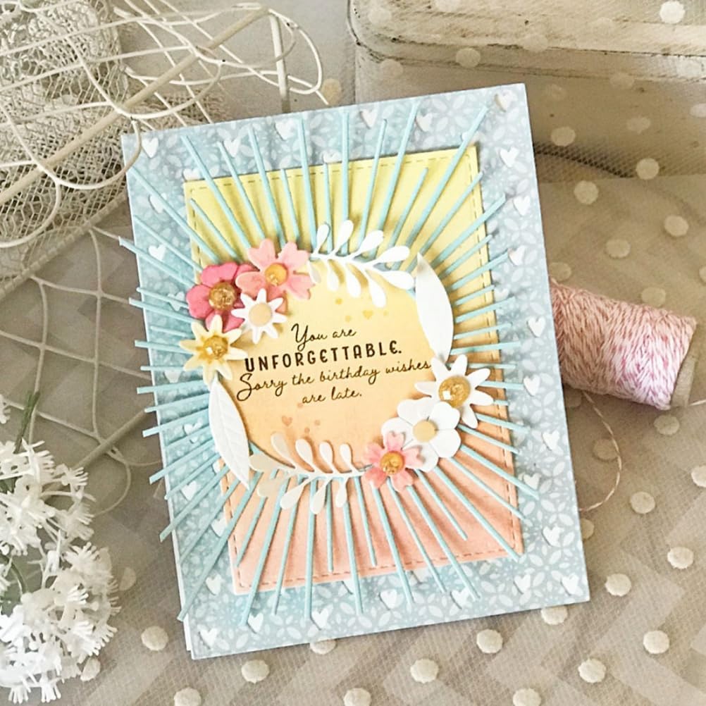 Mvchifay Cutting Dies for Card Making Metal Die-Cuts Scrapbooking Tool Hollow Frame DIY Craft Punch Template Embossing for Paper Album Decor (Sunrise Frame-14.3x11.3cm)